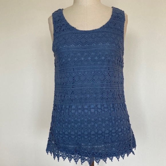 Miilla Clothing Tops - Cotton lace sleeveless top, lined with Tencel knit, invisible side zipper, M